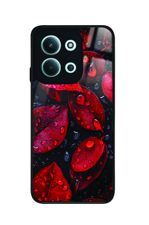 Xiaomi Redmi 15C Uyumlu Kırmızı Yaprak Tasarımlı Parlak Silikon Kılıf