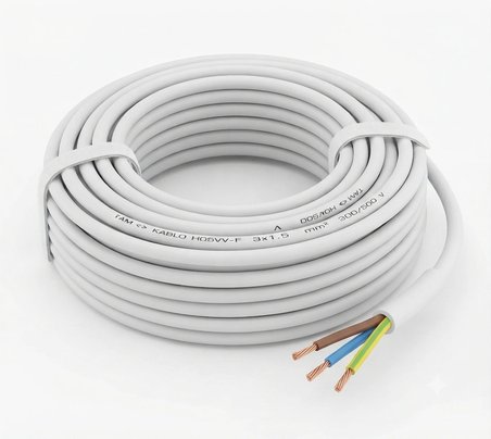  20 METRE 3x1.5 MM CCA TTR BEYAZ RENK KAUÇUK TOPRAKLI SEYYAR ELEKTRİK KABLOSU