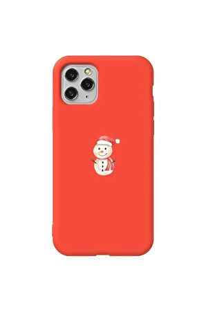 Iphone 11 Pro Max Uyumlu  Turuncu Renkli Silikon Telefon Kilifi - Snowman