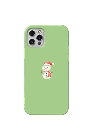 Iphone 14 Pro Max Açik Yesil Renkli Silikon Telefon Kilifi - Snowman Uyumlu