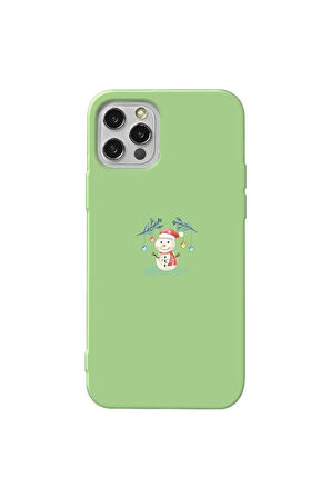 Iphone 12 Pro Max Uyumlu Açik Yesil Renkli Silikon Telefon Kilifi  Sugar Snowman