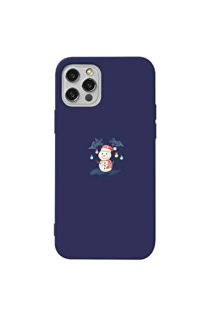 Iphone 12 Pro Max Uyumlu  Lacivert Renkli Silikon Telefon Kilifi - Sugar Snowman