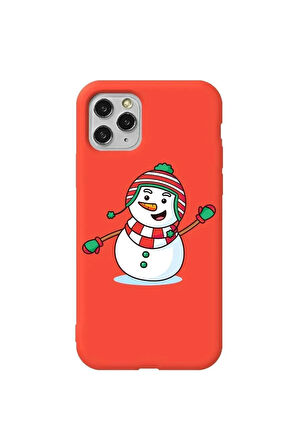 Iphone 11 Pro Max Uyumlu Turuncu Renkli Silikon Telefon Kilifi - Snowman 2