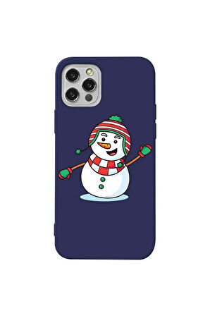 Iphone 12 Pro Max Uyumlu Lacivert Renkli Silikon Telefon Kilifi - Snowman 2