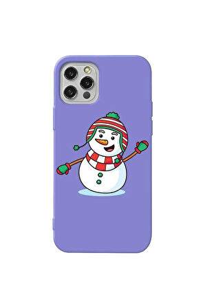 Iphone 12 Pro Max Uyumlu Lila Renkli Silikon Telefon Kilifi - Snowman 2