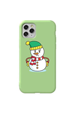 Iphone 11 Pro Max  Uyumlu Yesil Renkli Silikon Telefon Kilifi - Snowman 3