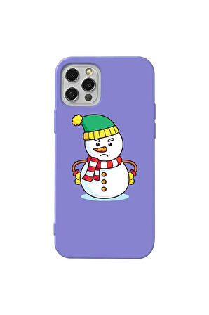 Iphone 13 Pro Max Lila Renkli Silikon Telefon Uyumlu - Snowman 3