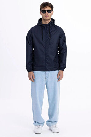 İçi Astarlı Su ve Rüzgar Geçirmez Erkek Cepli Yağmurluk