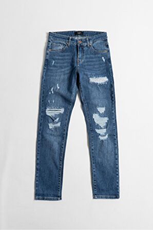 Distressed Street Style Skinny Erkek Jean Kot Pantolon NF0321MVA