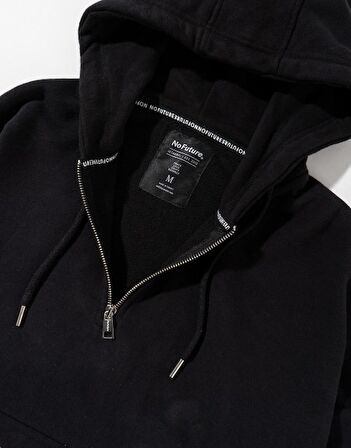 Street Style Half Zip Oversize Erkek Hoodie NF0336SY