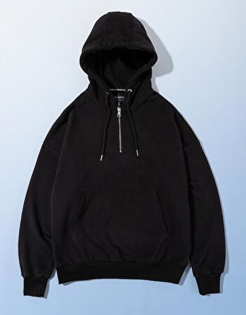 Street Style Half Zip Oversize Erkek Hoodie NF0336SY