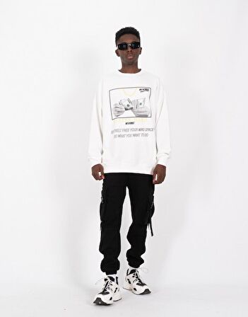 Hustle Hard Oversize Erkek Sweatshirt TB9445BY