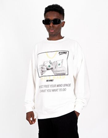 Hustle Hard Oversize Erkek Sweatshirt TB9445BY