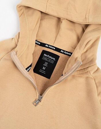 Street Style Yüksek Yaka Fermuarlı Oversize Erkek Hoodie NF0337BJ