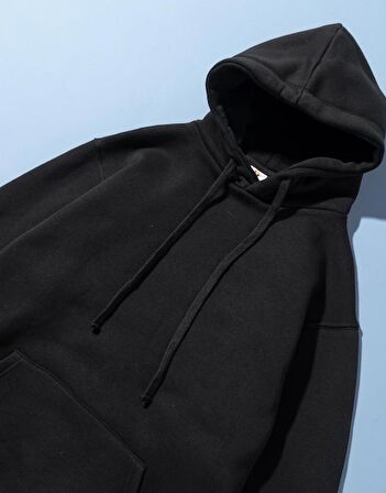 Oversized Siyah Urban Erkek Kapşonlu Hoodie MS1059SY