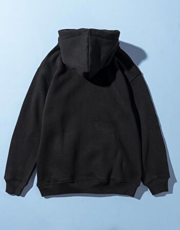 Oversized Siyah Urban Erkek Kapşonlu Hoodie MS1059SY