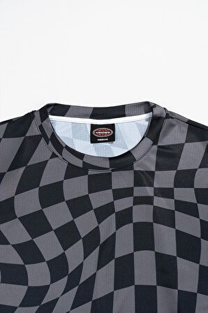 Tribal Checkered DryTech Oversize Erkek Tişört UK1161SYGR