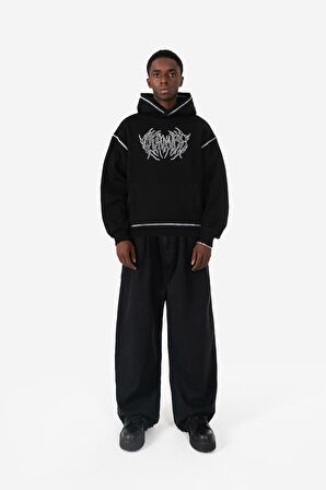 Kontrast Dikiş Brutal Oversize Erkek Hoodie UK1279SY