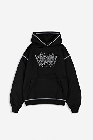 Kontrast Dikiş Brutal Oversize Erkek Hoodie UK1279SY