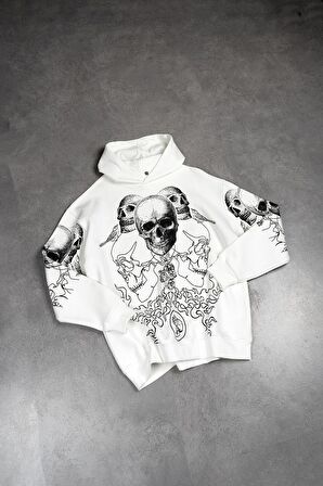 Skull Oversize Erkek Hoodie US3965BY