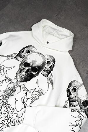 Skull Oversize Erkek Hoodie US3965BY