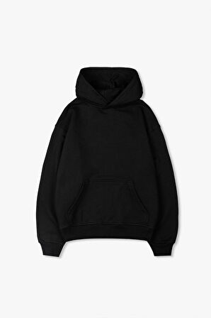 Siyah Oversize Erkek Hoodie US3982SY