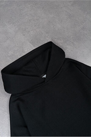 Siyah Basic  Erkek Kapşonlu Hoodie TH1010SY