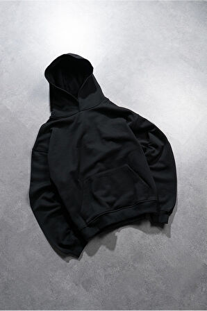 Siyah Basic  Erkek Kapşonlu Hoodie TH1010SY