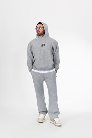 UKHWD Classic Logo Oversize Erkek Hoodie UK1267GRMJ
