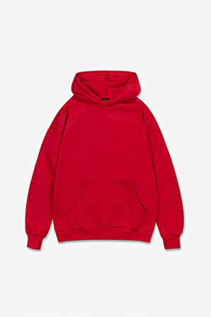 Kırmızı Basic Erkek Hoodie PL1745KZ