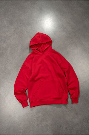 Kırmızı Basic Erkek Hoodie PL1745KZ