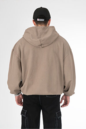 Kahve Basic Oversize Erkek Ceket Hoodie