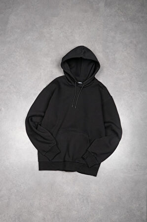 Siyah Basic Oversize Erkek Hoodie