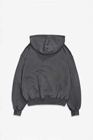 Siyah Yıkamalı Oversize Erkek Ceket Hoodie