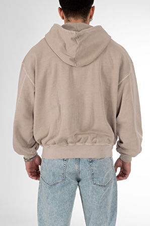 Taş Yıkamalı Oversize Erkek Ceket Hoodie