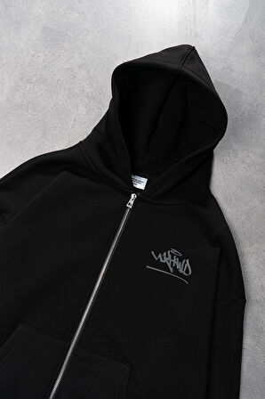 UKHWD Reflective Logo Double Zip Erkek Ceket Hoodie