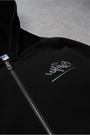 UKHWD Reflective Logo Double Zip Erkek Ceket Hoodie