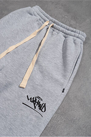 Gri UKHWD Classic Logo Wide Leg Urban Jogger Eşofman Altı