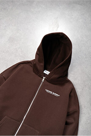 Essentials Archive Kahve Zip Erkek Ceket Hoodie