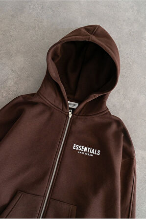 Kahve Essentials Amsterdam Zip Hoodie Erkek Ceket