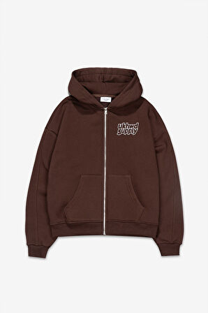 UKHWD Supply Club Kahve Zip Hoodie Erkek Ceket