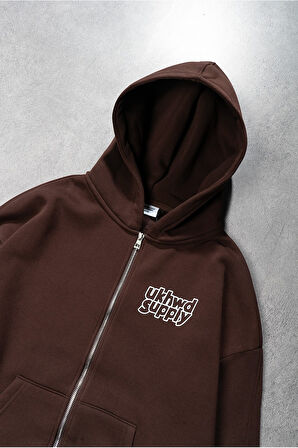 UKHWD Supply Club Kahve Zip Hoodie Erkek Ceket