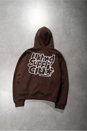 UKHWD Supply Club Kahve Zip Hoodie Erkek Ceket