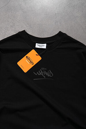 Classic Logo Siyah Oversize Uzun Kollu Erkek Tişört