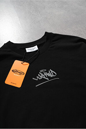 Reflective Classic Logo Siyah Oversize Uzun Kollu Erkek Tişört