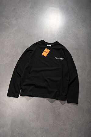 Siyah Supply Oversize Uzun Kollu Erkek Tişört