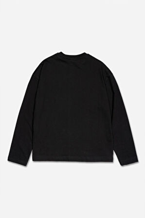 Siyah Supply Oversize Uzun Kollu Erkek Tişört