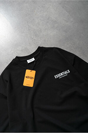 Siyah Essentials Amsterdam Oversize Uzun Kollu Erkek Tişört