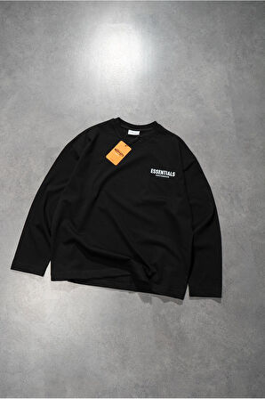 Siyah Essentials Amsterdam Oversize Uzun Kollu Erkek Tişört