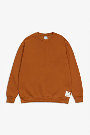 Bej Basic Oversize Erkek Sweatshirt